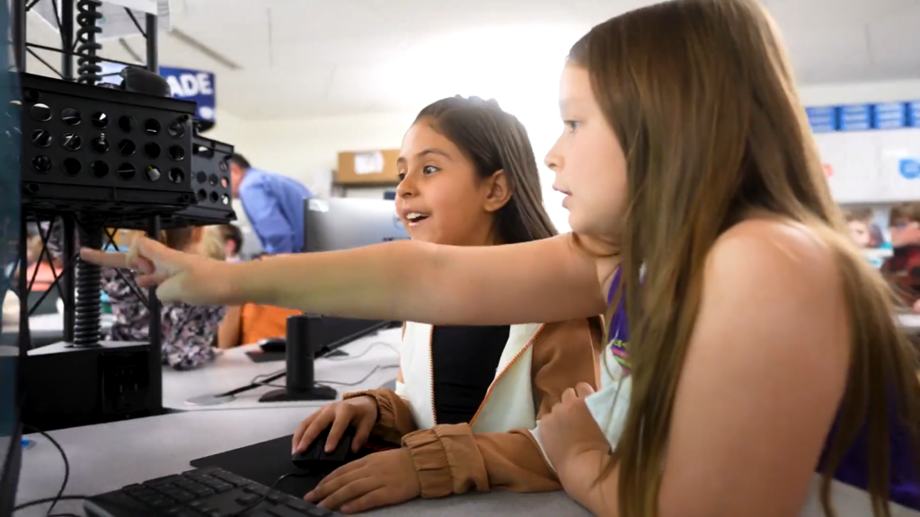Pair of fremale students collaborating on an animation project
