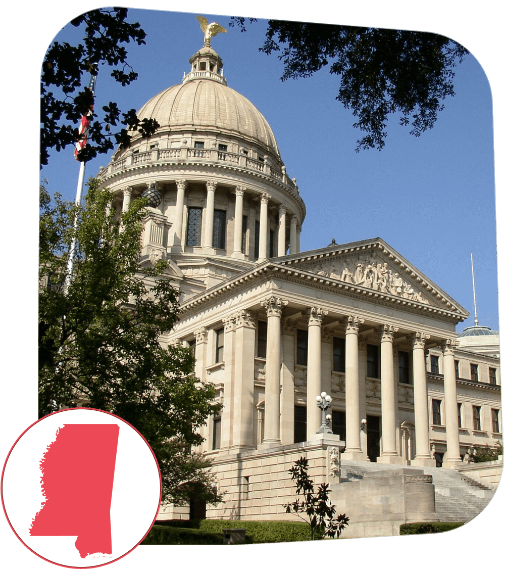 The state capital building in Mississippi